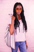 Gold Stripe Denim Tote Bag